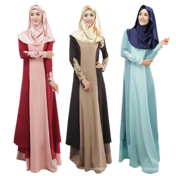 Medio Oriente moda 2017 mujeres suave algodón barato Abaya Muslim vestido largo